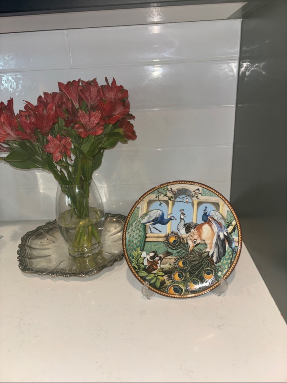 Collector plate "The Jay and the Peacock", by artist Michael Hampshire EUC